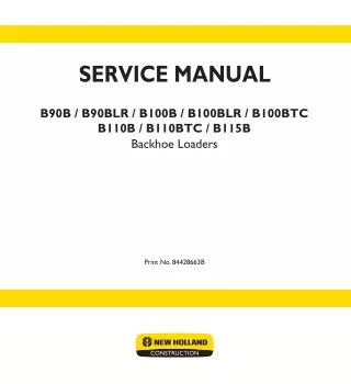 New Holland B110BTC Backhoe Loader Service Repair Manual Instant Download 1
