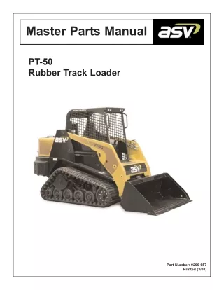 ASV Posi-Track PT-50 Track Loader Master Parts Catalogue Manual