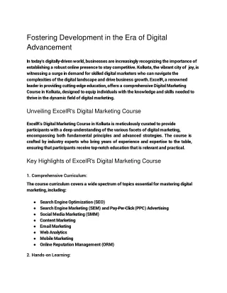 Fostering Development in the Era of Digital Advancement
