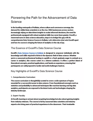 Pioneering the Path for the Advancement of Data Science
