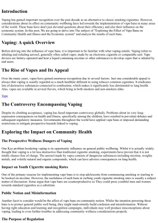 Exploring the Influence of Vape Bans on General public Wellbeing and also the Ov