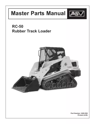 ASV Posi-Track RC-50 Track Loader Master Parts Catalogue Manual