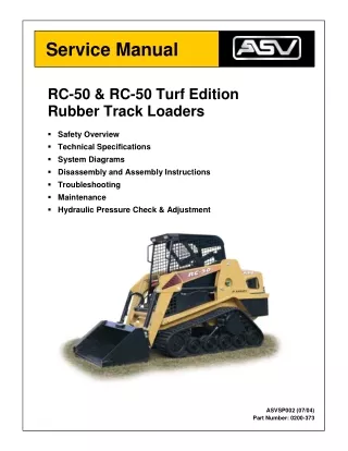 ASV Posi-Track RC-50 Track Loader Service Repair Manual