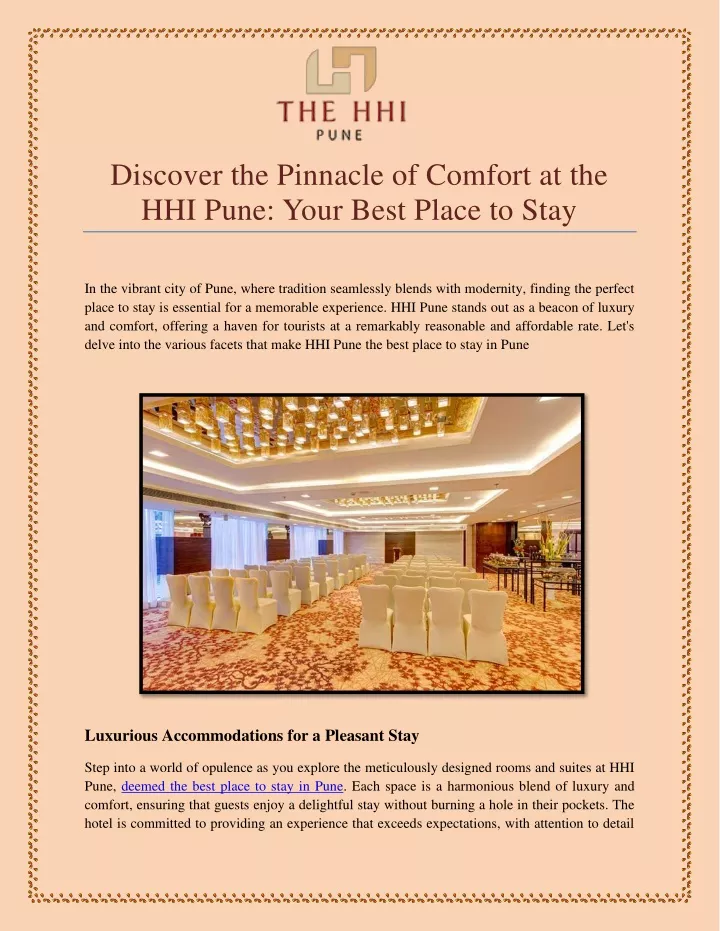 discover the pinnacle of comfort at the hhi pune