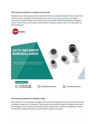 CCTV Security Surveillance in Hospitals Across UAE