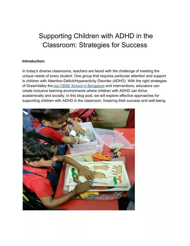 supporting children with adhd in the classroom