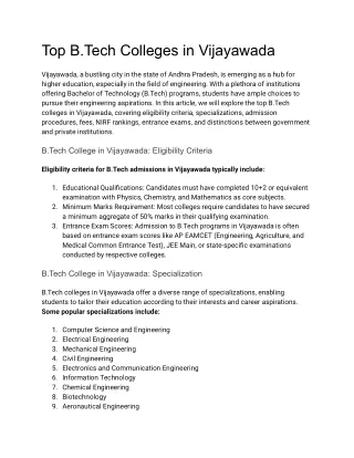 Top B.Tech Colleges in Vijayawada