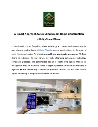 A Smart Approach to Building Dream Home Construction with MyScaai Bharat
