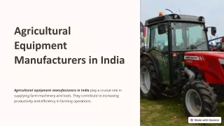 Agricultural Equipment Manufacturers in India