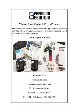 Vibrant Color Copies & Flyers Printing