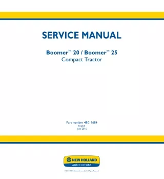 New Holland Boomer 25 Compact Tractor Service Repair Manual Instant Download