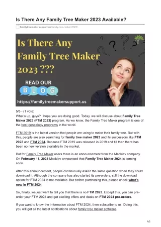 Is There Any Family Tree Maker 2023 Available