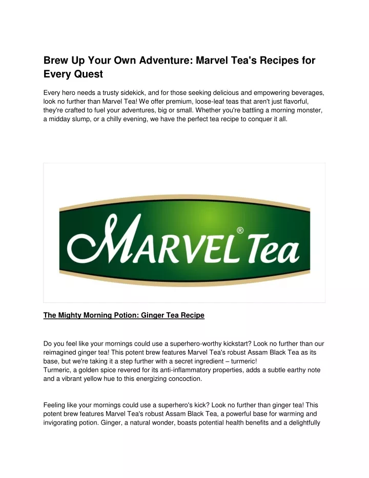 brew up your own adventure marvel tea s recipes