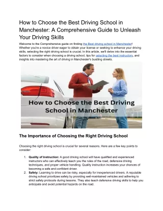 How to Choose the Best Driving School in Manchester_ A Comprehensive Guide to Unleash Your Driving Skills (1)