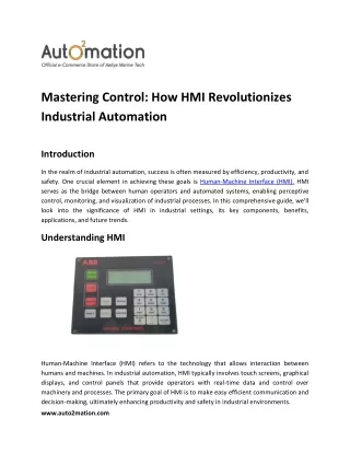 Mastering Control  How HMI Revolutionizes Industrial Automation
