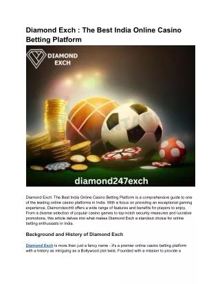 Diamond Exch _The Best India Online Casino Betting Platform