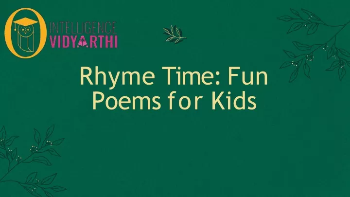 rhyme time fun poems for kids