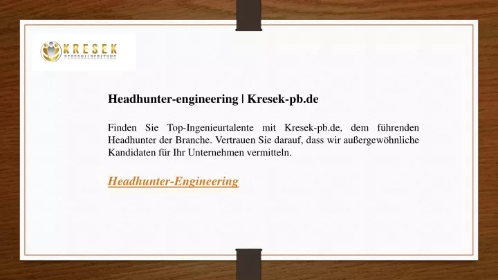 headhunter engineering kresek pb de finden