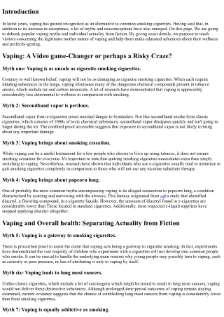Vaping Myths Debunked: Separating Simple fact from Fiction