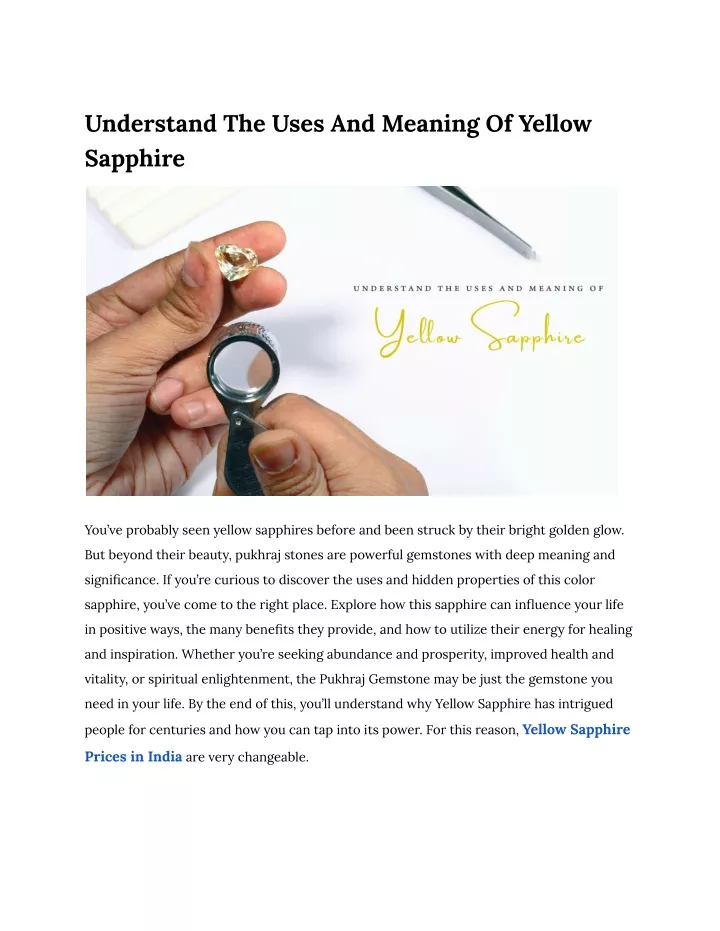 understand the uses and meaning of yellow sapphire