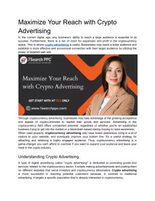 Maximize Your Reach with Crypto Advertising