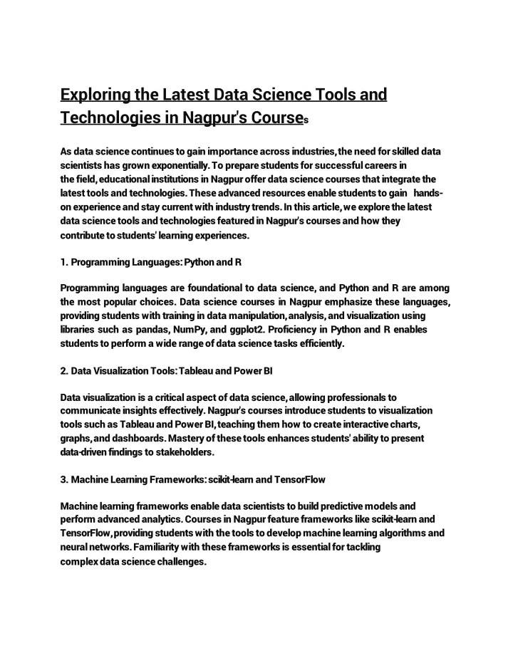 exploring the latest data science tools