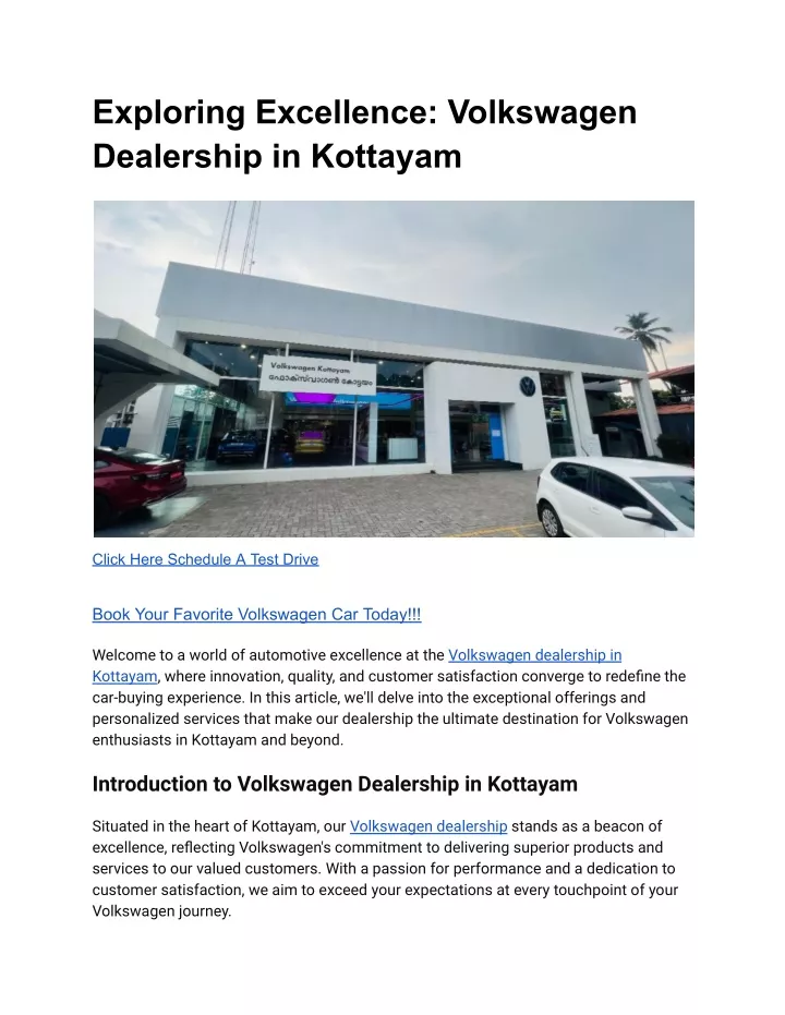exploring excellence volkswagen dealership