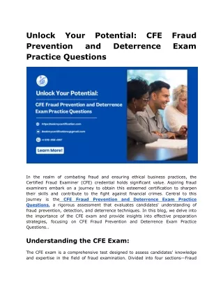 Unlock Your Potential_ CFE Fraud Prevention and Deterrence Exam Practice Questions