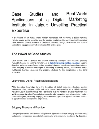 Case Studies and Real-World Applications at a Digital Marketing Institute in Jaipur_ Unveiling Practical Expertise