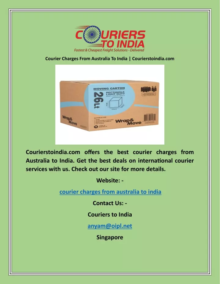 courier charges from australia to india