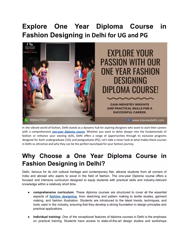 explore fashion designing in delhi for ug and pg