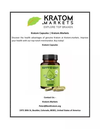 Kratom Capsules | Kratom.Markets