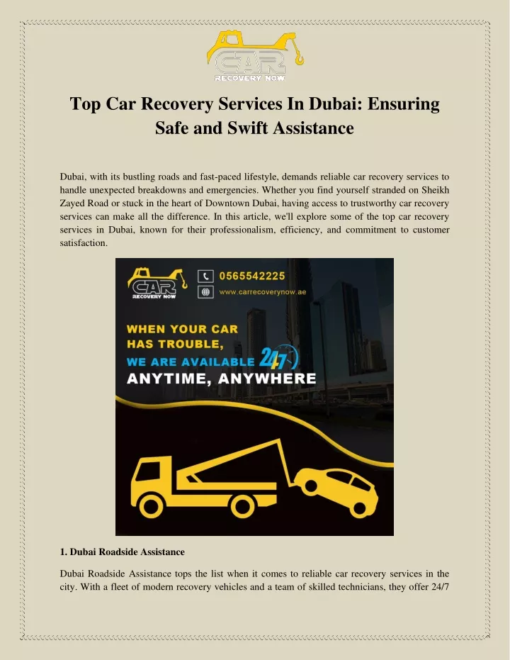 top car recovery services in dubai ensuring safe
