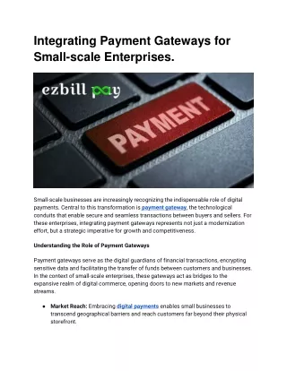 Integrating Payment Gateways for Small-scale Enterprises