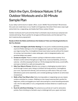 Outdoor Workout Plan