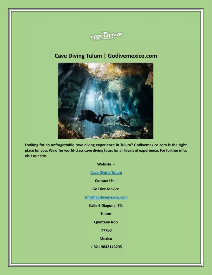 cave diving tulum godivemexico com