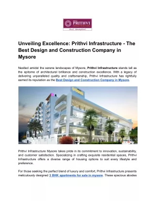 Unveiling Excellence_ Prithvi Infrastructure - The Best Design and Construction Company in Mysore (1)