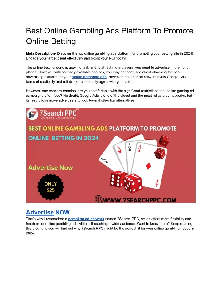 best online gambling ads platform to promote