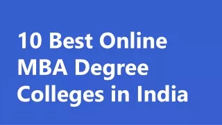 Top 10 Online MBA degree colleges in India