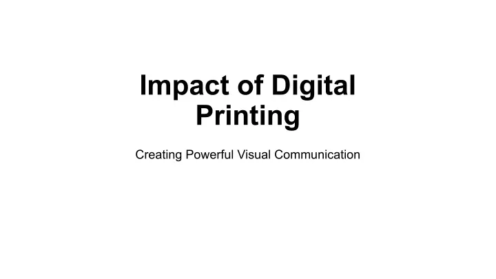 impact of digital printing