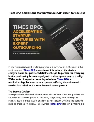 Times BPO: Accelerating Startup Ventures with Expert Outsourcing