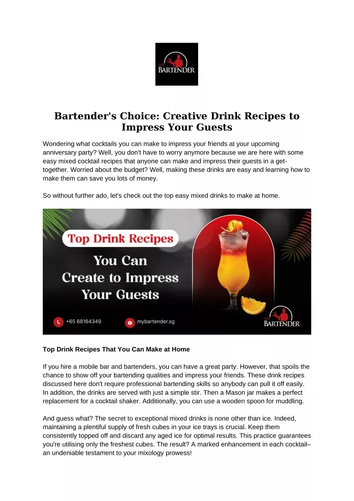 bartender s choice creative drink recipes