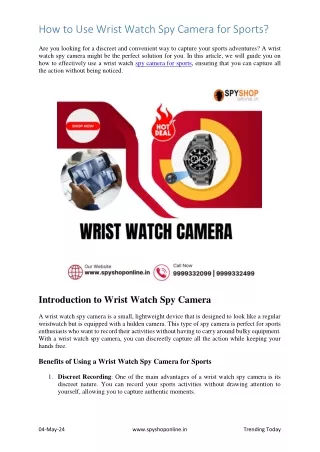 How to Use Wrist Watch Spy Camera for Sports