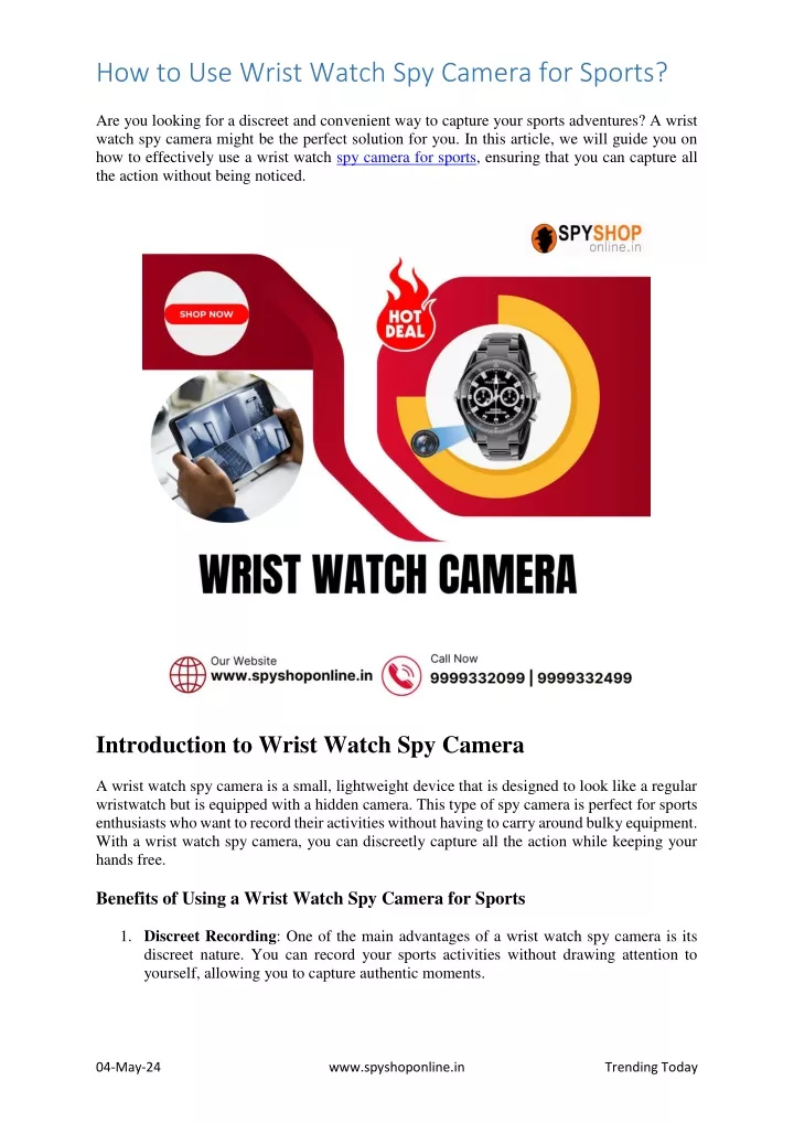 how to use wrist watch spy camera for sports