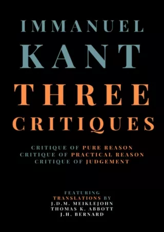PDF_⚡ Three Critiques: Critique of Pure Reason, Critique of Practical Reason,