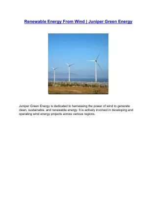 Renewable Energy From Wind | Juniper Green Energy