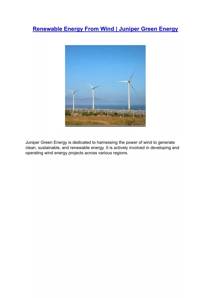 renewable energy from wind juniper green energy