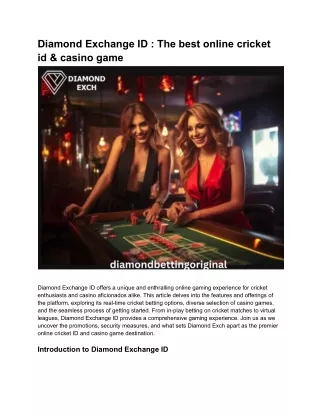 Diamond Exchange ID _ The best online cricket id & casino game