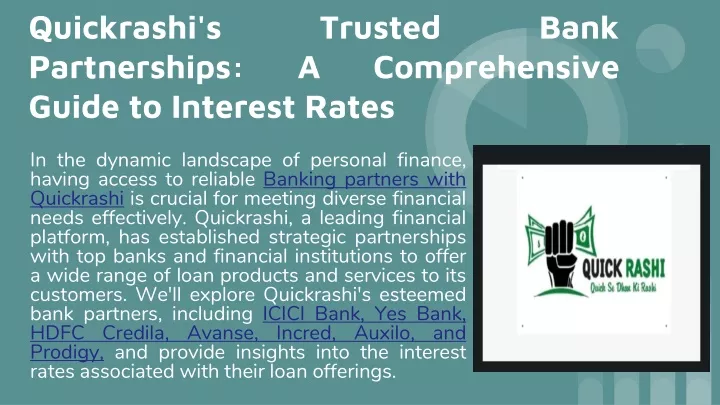 quickrashi s trusted bank partnerships a comprehensive guide to interest rates