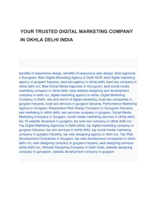 YOUR TRUSTED DIGITAL MARKETING COMPANY IN OKHLA DELHI INDIA